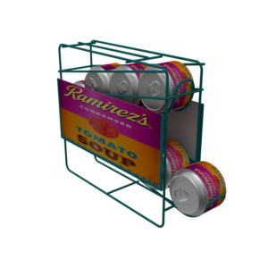 Dispensador Metálico para Latas con Portagráfica | Exhibidor POP para Punto de Venta