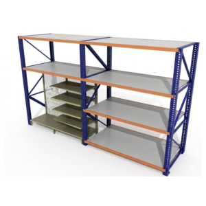 Estantería Metálica Modular con Módulo Exhibidor | Sistema de Almacenamiento y Exhibición Comercial