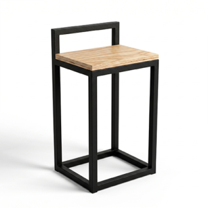 Taburete Industrial en Metal y Madera