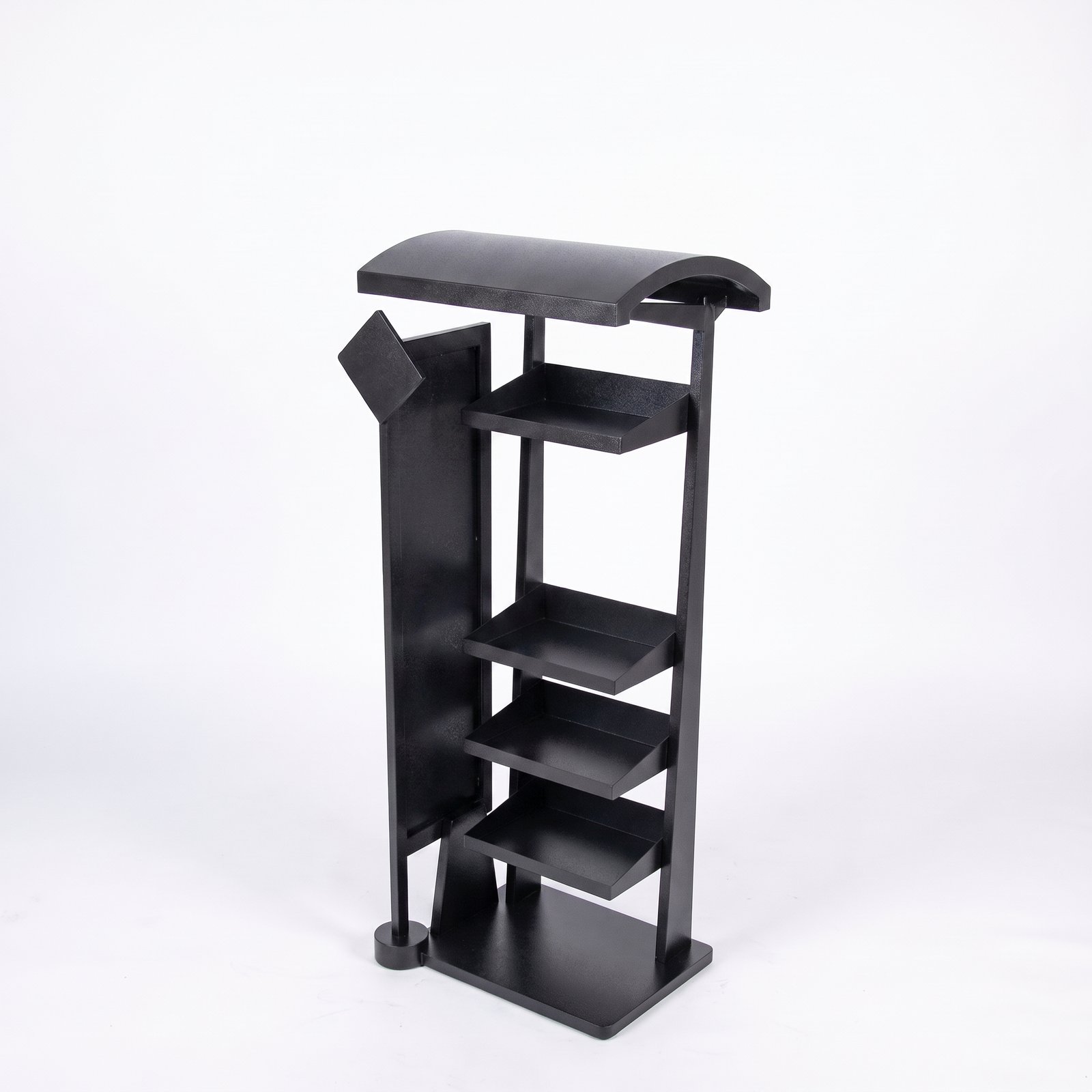 Display Metálico Negro con Cenefa Curva